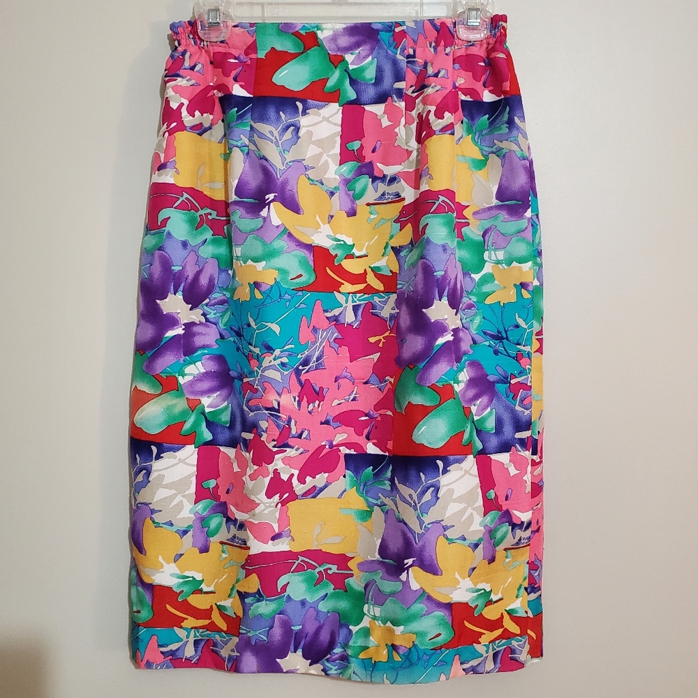 Anne Crimmins for UMI Collections vtg silk floral straight skirt blazer suit 8 - Picture 6 of 12